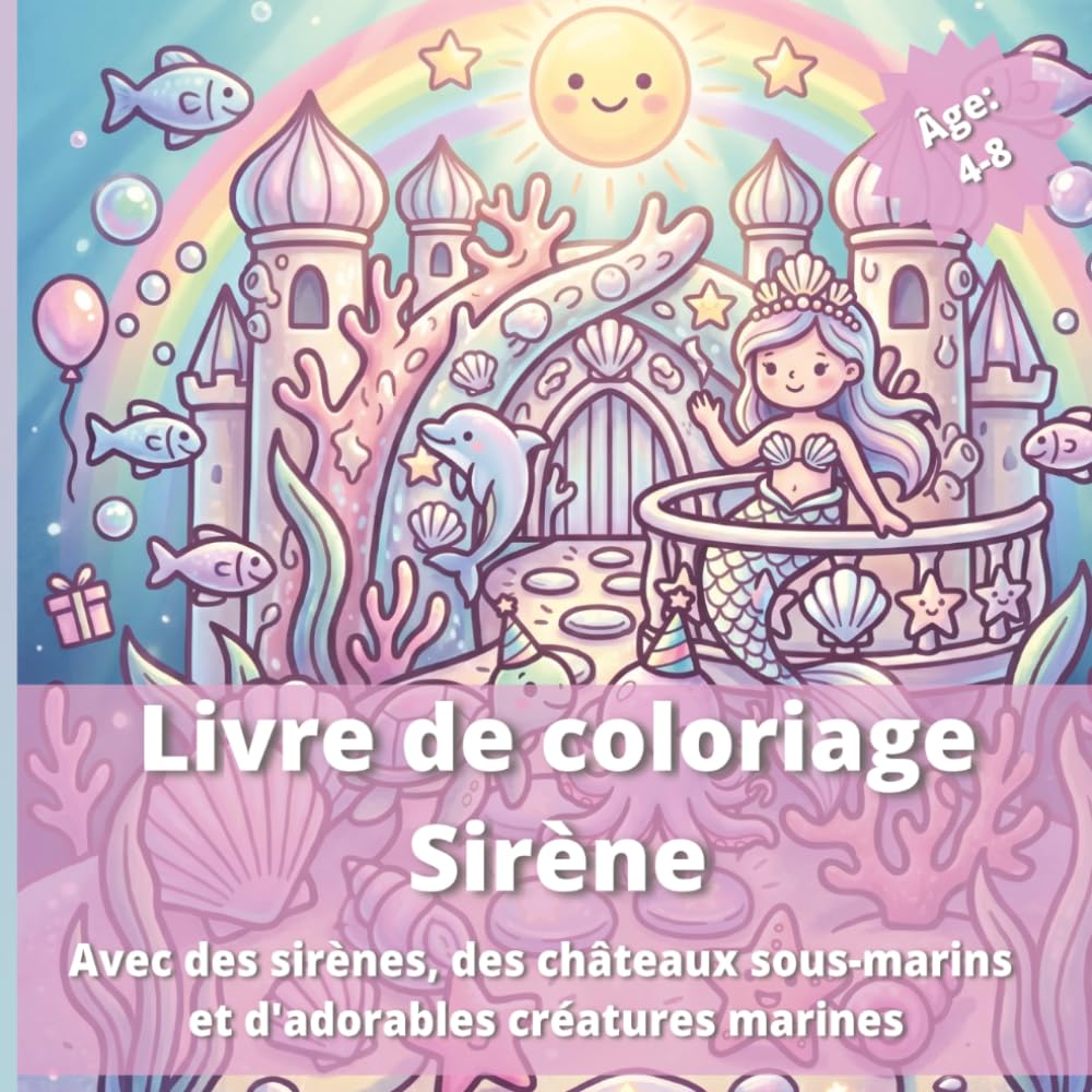 Livre de coloriage magique sous l'océan - Pour les filles de 4 à 8 ans: Une aventure enchantée avec des sirènes, des châteaux sous-marins et ... lignes épaisses pour colorier facilement