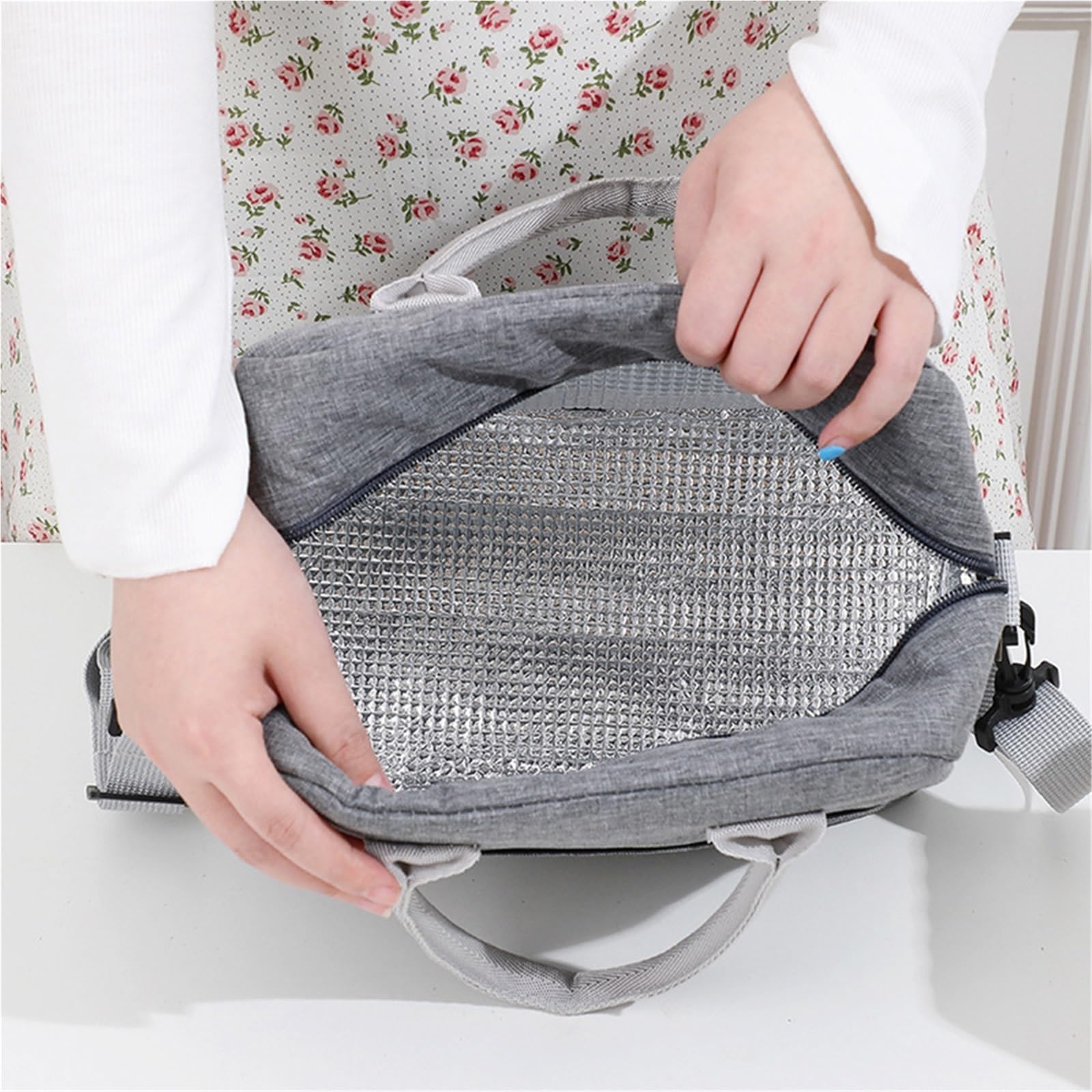 2 Bolsas térmicas portátiles for Colgar en la Pared, for Picnic, de Lona, ​​para Alimentos(Grey)
