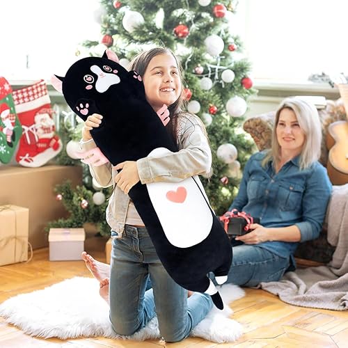 Vista 11 de Cat Soft Plush Pillow Cute Cat Body Pillow, Long Stuffed Cat Plush Cat Stuffed Animal Toy Kitten Long Throw Pillow Gift for Kids White