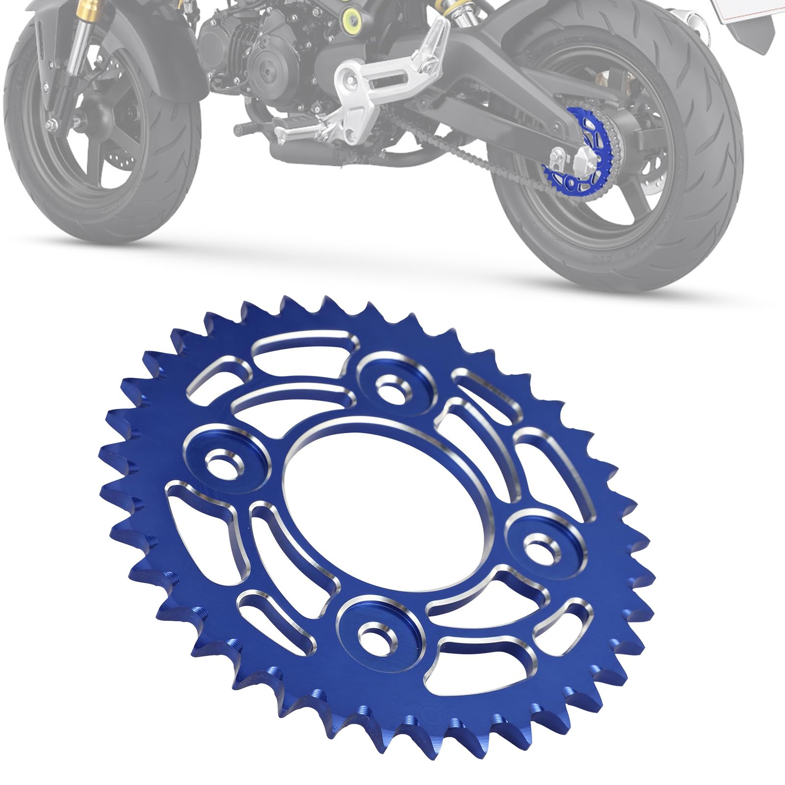 IUVWISN Motorcycle 420 37T Rear Chain Sprocket CNC for Grom MSX 125 MSX125 14-15 17-20 Z125 19-21 CT125 21-22 Blue