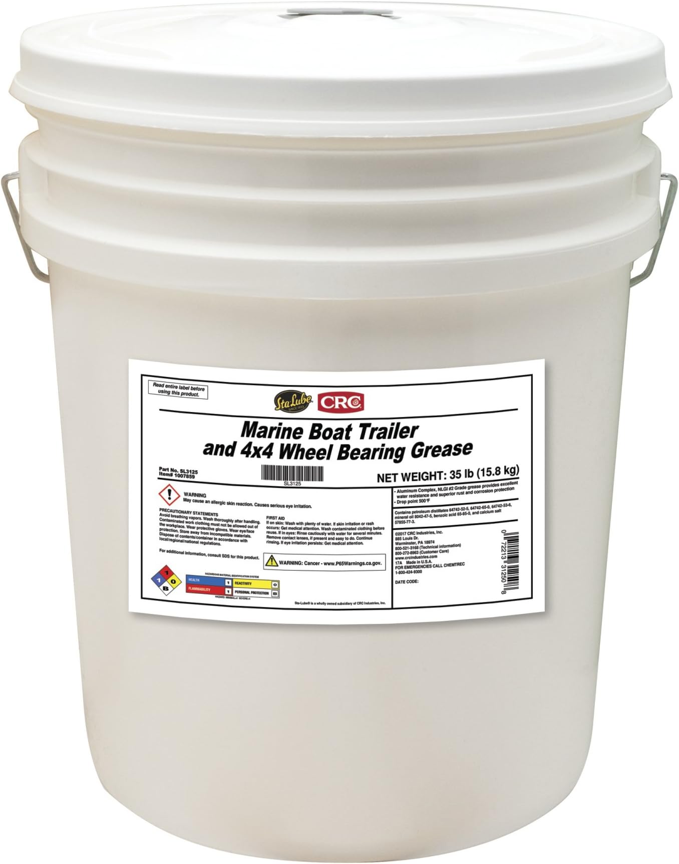 Sta-Lube Marine Boat Trailer and 4x4 Wheel Bearing Grease SL3125-35 lbs, Aluminum Complex Marine Grease