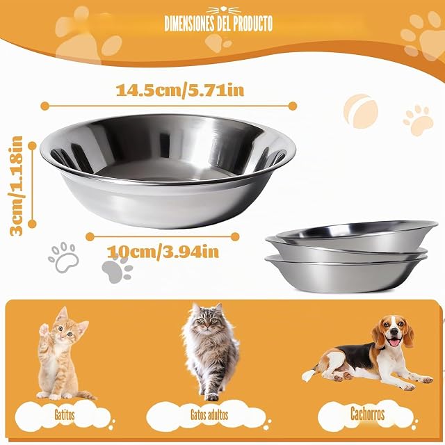 Foto 2 de 7 de Aurinovellia 6 Piezas Cuenco para Gato Inoxidable 304