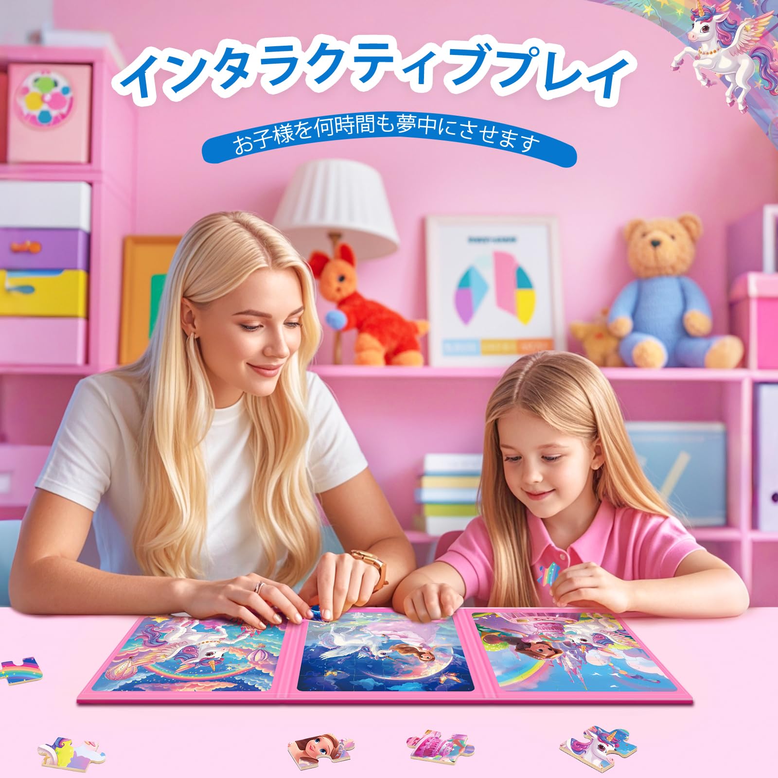 Unicorno Puzzle Magnetico Per Bambini,36pcs Puzzle Di Viaggio Per I Bambini Di Età 3-8,Ragazze Puzzle Bambini L'Intelligenza,Puzzle Per Bambini,Attività Aeroplaniche Per I Regali Di Compleanno