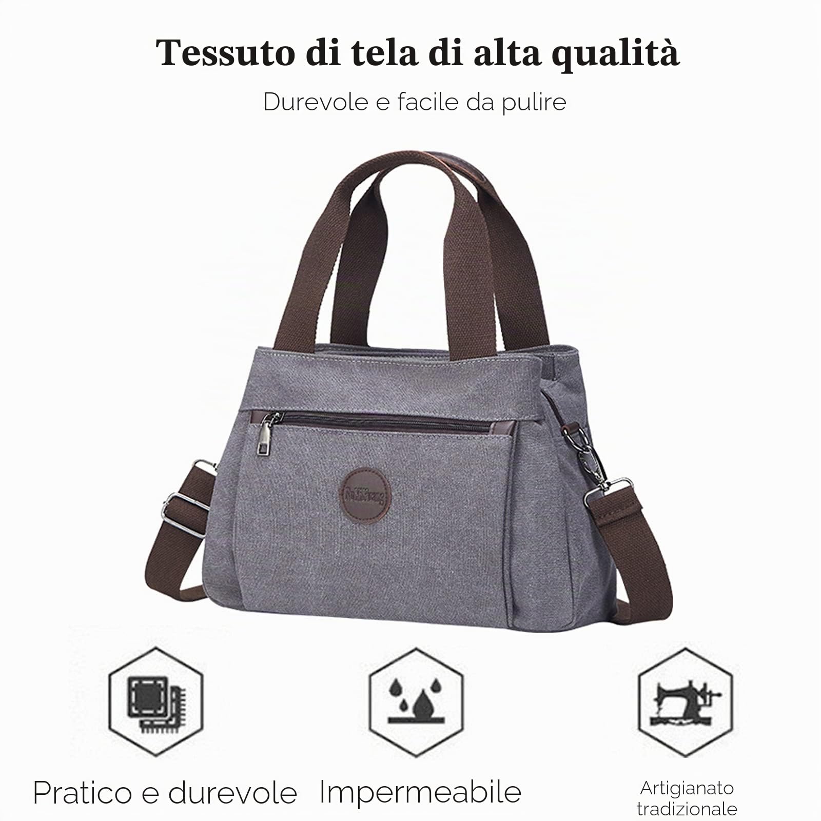 FANDARE Donna Borsa Tracolla Tela Borsa a Mano Borsa Spalla Borse e Messenger per 10.5 Pollice Tablet Borse Tote da donna Grande Shopping Viaggio Partito Work Pochette Crossbody Bag Black