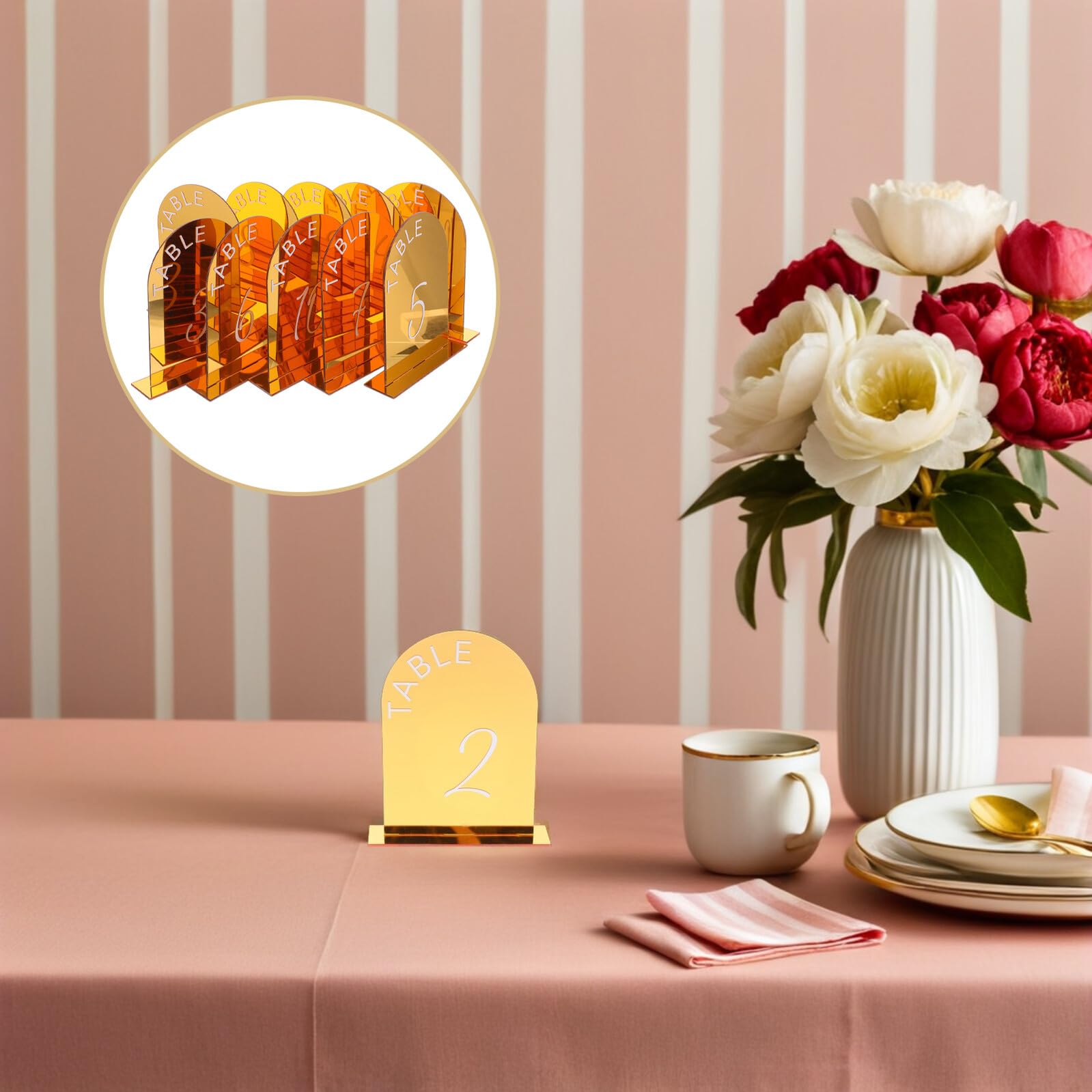 10 Stück Tischnummernhalter Für Hochzeiten Tischschildhalter Doppelseitige Tischnummern Für Hochzeiten Formelle Tischnummern Gold