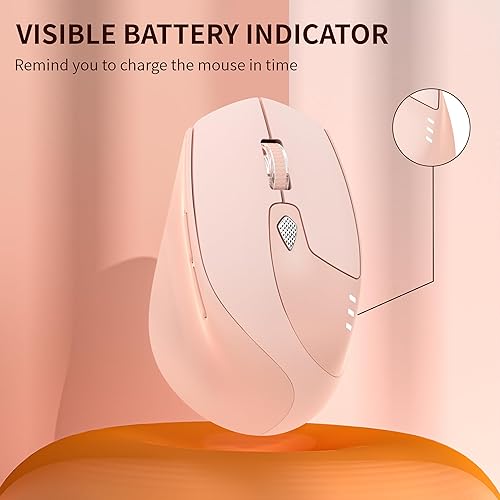 Miniatura 4 de TENMOS M7 - Mouse Bluetooth recargable, modo dual BT5.1+ 2.4 GHz, silencioso, USB, inalámbrico, con adaptador tipo C e indicador de batería, diseño