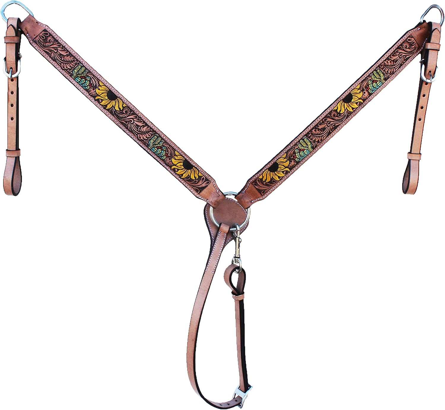 CHALLENGER Horse Western Tooled Leather Headstall Bridle Breast Collar Set 78FK21B