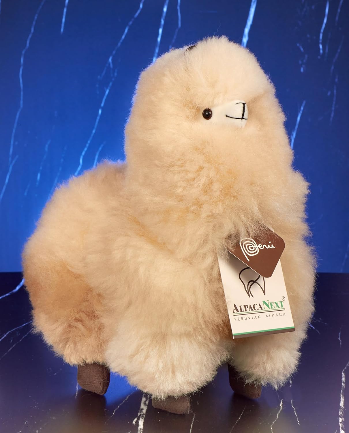 Alpaca Stuffed Animal – 9 inch. Cute, Soft and Cuddly Alpaca Plush Toy Handcrafted on Real Alpaka Natural Fur (9 inches, Beige)
