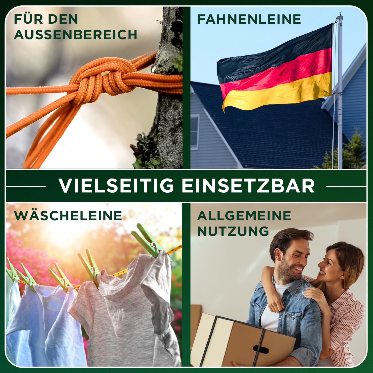 TECEUM Seil – 46M x 7mm (1/4 Inch) – Schwarz - Starkes Allzweckseil - Camping, Basteln, Fahnenmast, drinnen und draußen - Polypropylen Nylon Poly Leichtgewicht Diamant geflochtene Schnur