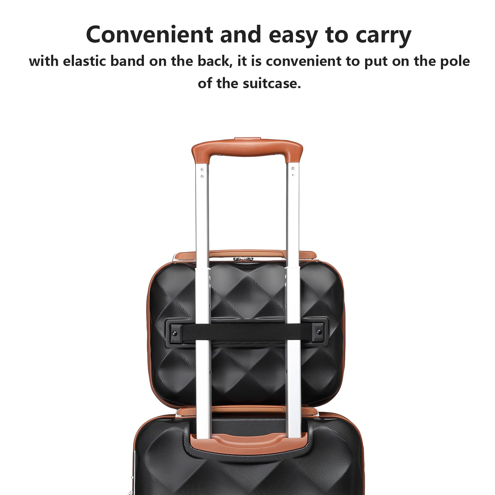 British Traveller Beauty Case 31x25x17,2cm Valigia Trolley Rigida Leggero Borsa da Toilette (13pollici, Nero/Marrone)