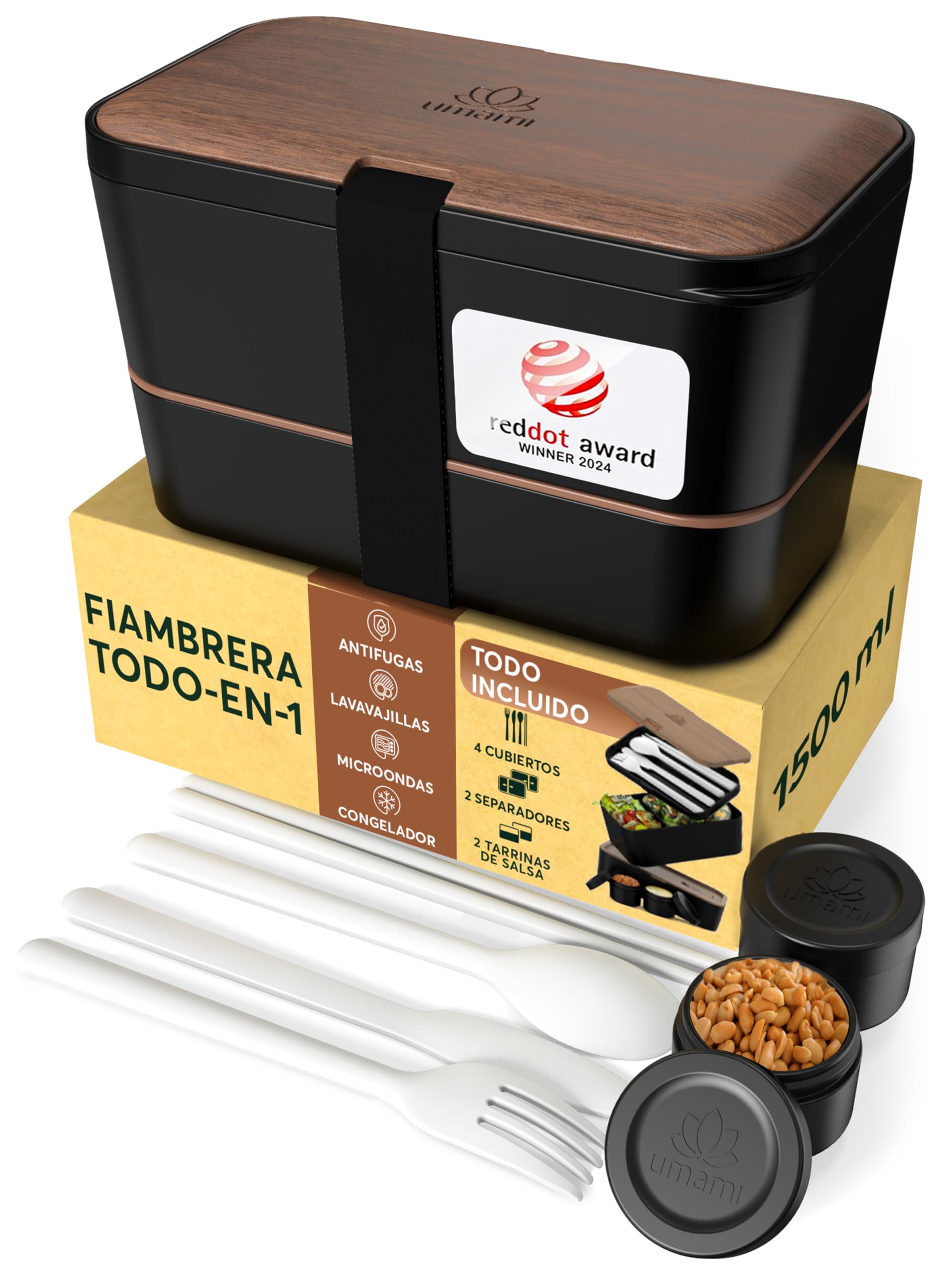 Umami Lonchera Bento, todo en uno, caja bento para adultos, recipientes de preparación de comidas para hombres y mujeres