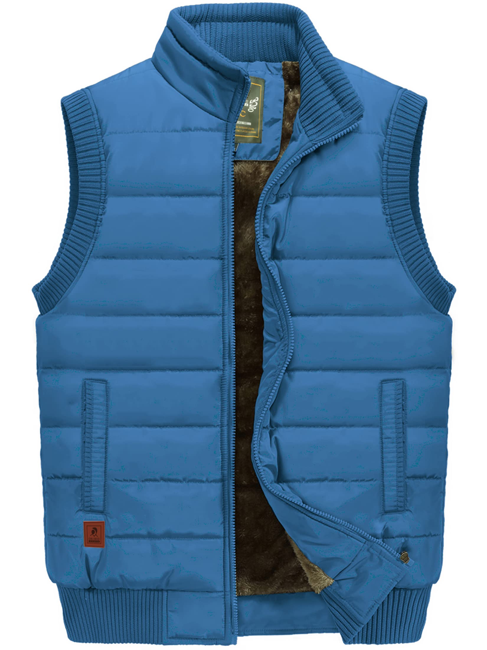 VtuAOL Outdoor Puffer Vest Lightweight Winter Thick Warm Outerwear Vest for Men Light Blue Asian L/US S