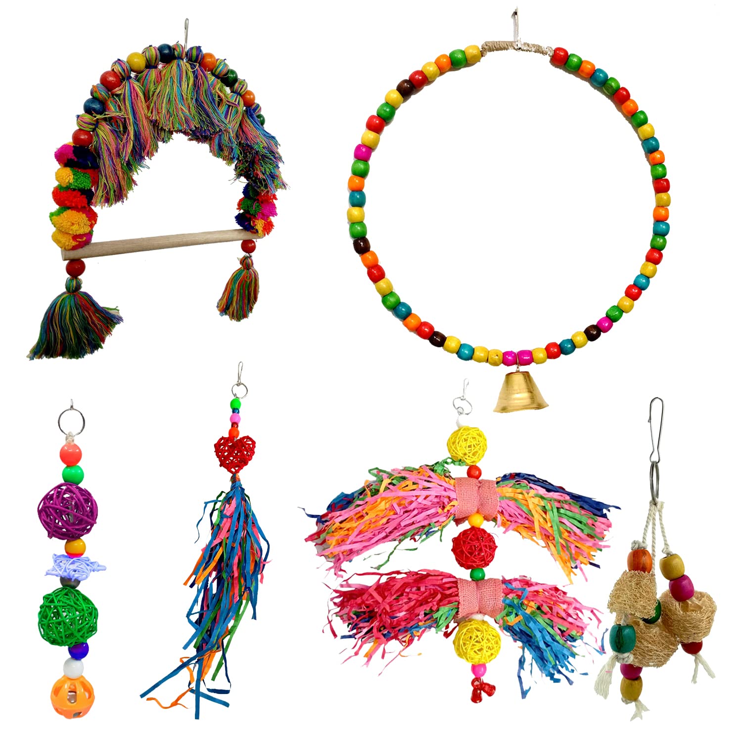 JAINSONS PET PRODUCTS Bird Toys Combo of 6PCS Natural Wood Bird Swing Toys, Bird Chewing Toys for Medium Birds Toys Hand Crafted (B0BL3QXPPP) Amazon Price History, Amazon Price Tracker