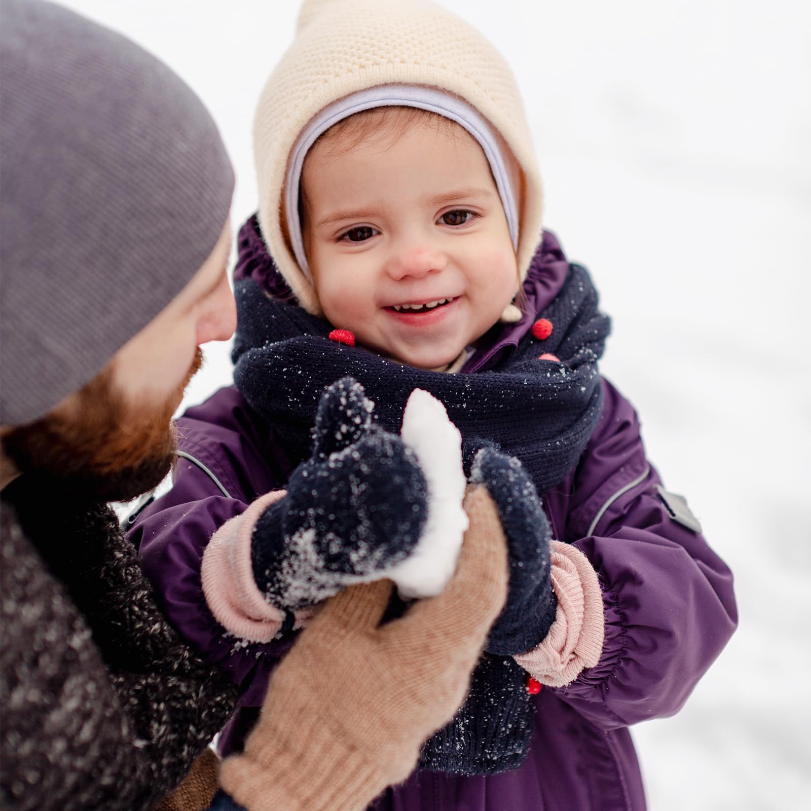 American Trends Guanti da neve per bambini, 3 paia di guanti da neve per bambini, in pile caldo, per bambini, colore nero, blu navy e grigio scuro, M (misura 1-2 anni)