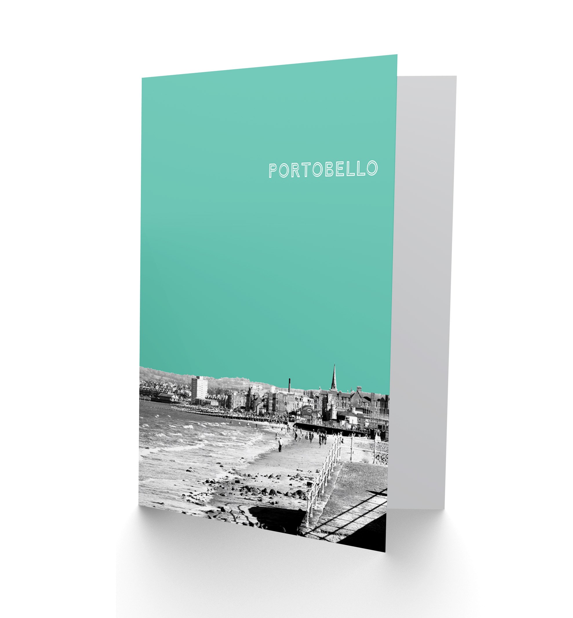 Wee Blue Coo Portobello Edinburgh Scottish Landmark Teal Greetings Card