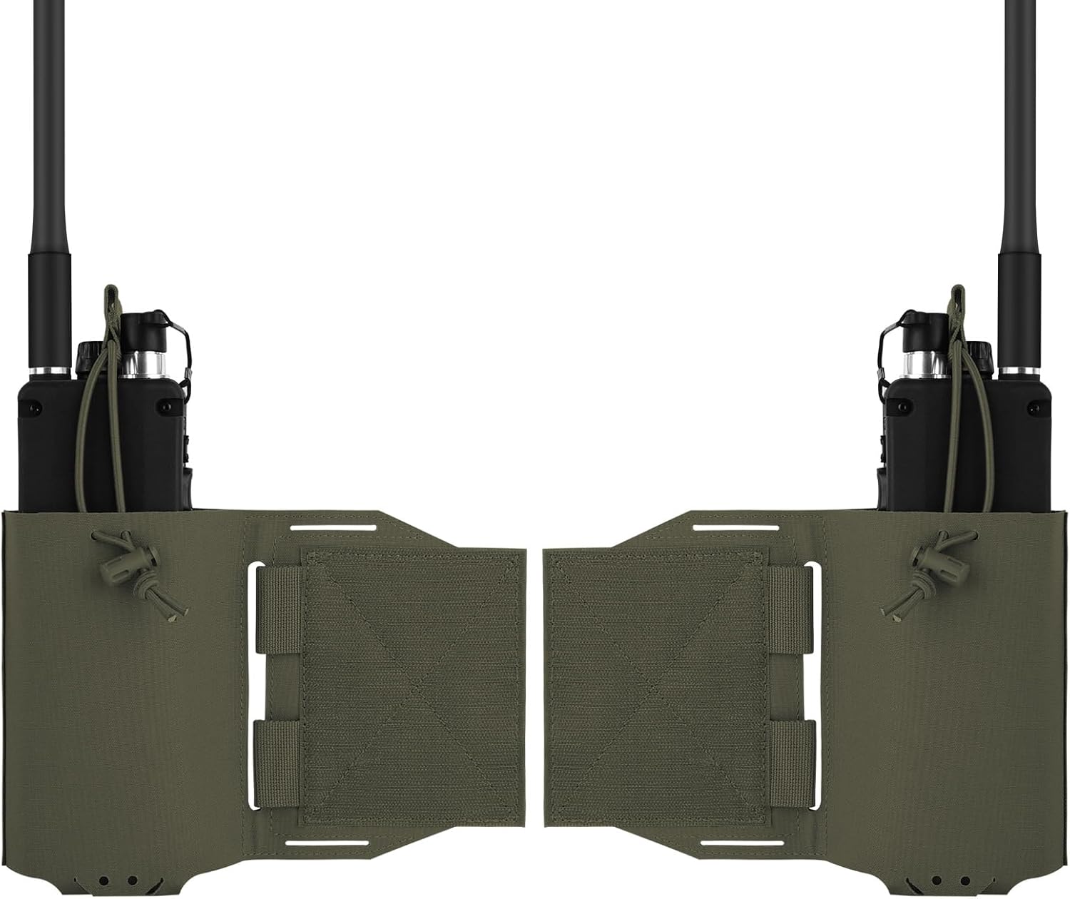 2 Pcs Tactical Cummerbund Radio Pouch Magazine Holder Carrier Front Hook & Loop Quick Release