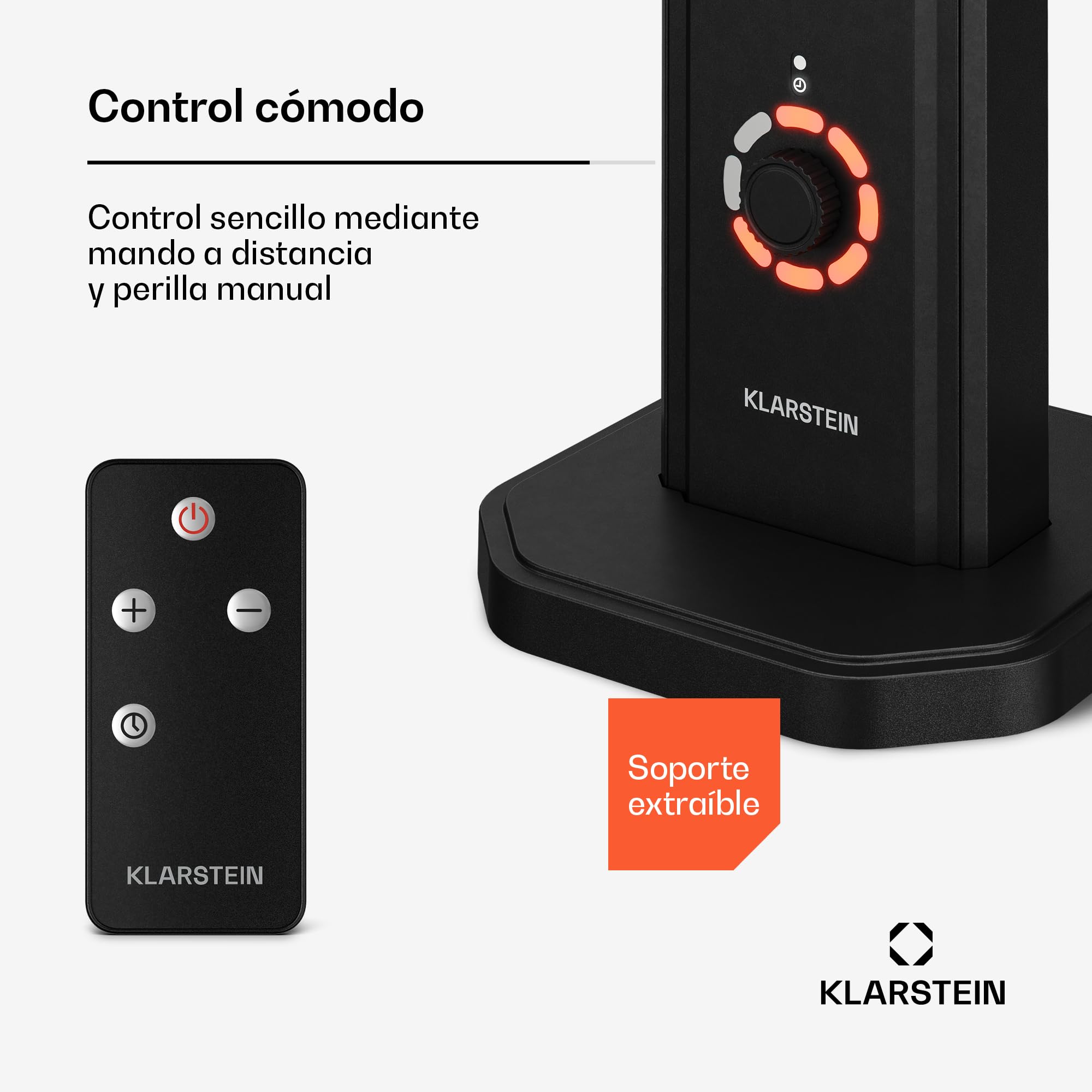 Klarstein Calefactor Infrarrojo 2000W – 8 Niveles, Independiente o de Pared, IP65 Exterior, Control Remoto, Temporizador, Protección Antivuelco, Estufa Infrarroja Patio 15 m²