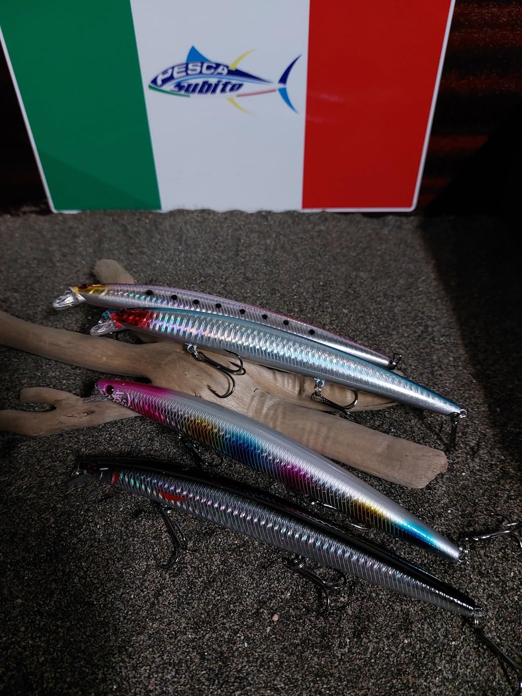 Kit 4 Long Jerk Spinning Spigola Serra Barracuda Pesca Mare Esca Artificiale