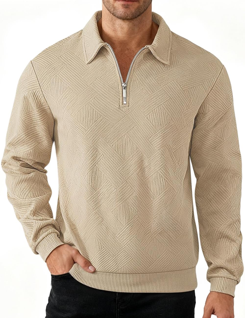 Men's Sweater Quarter Zip Casual Long Sleeve Pullover Lightweight Fall Winter Spring Polo…