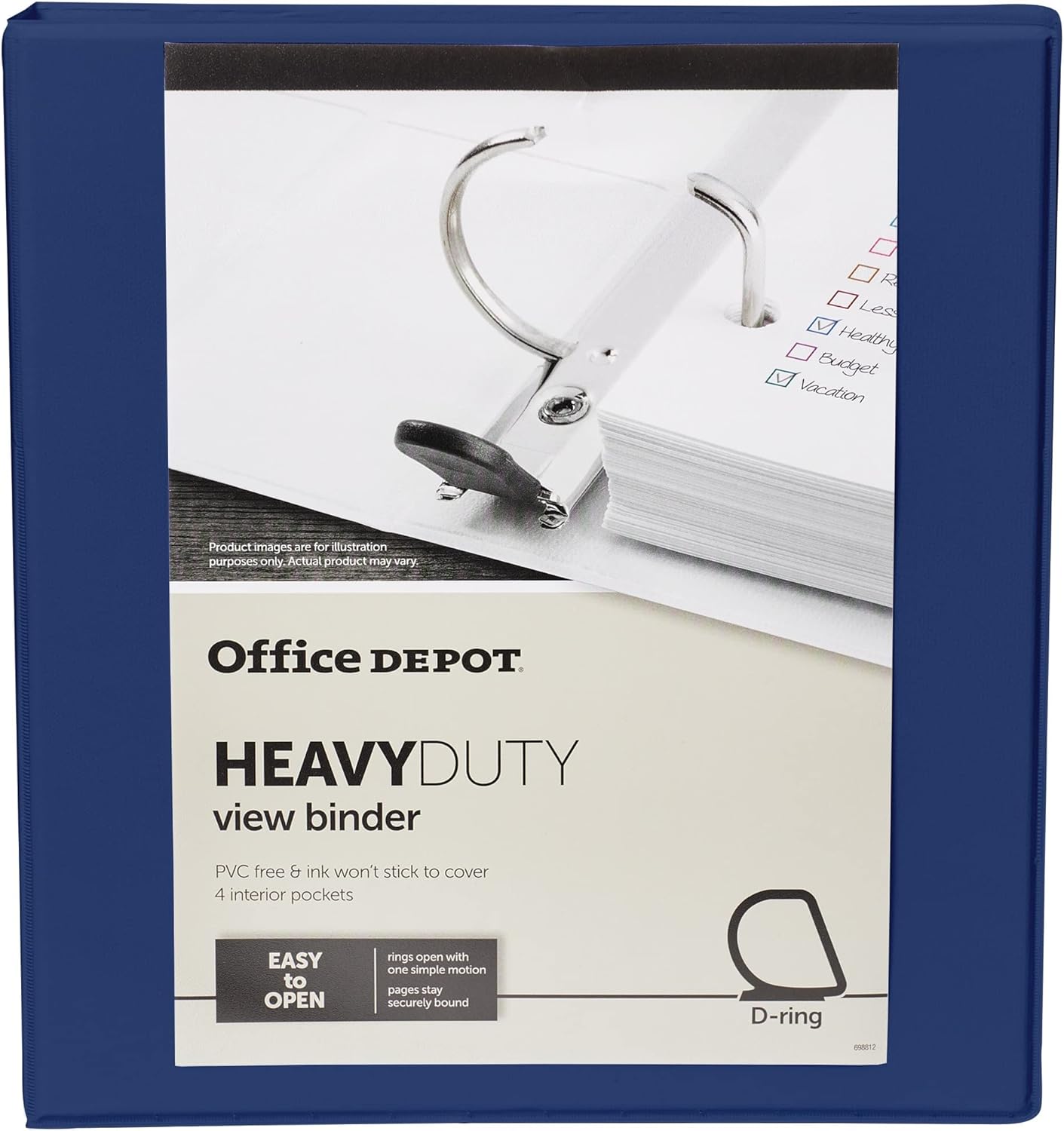 [IN]PLACE HeavyDuty View Binders with EZ Comfort DRing 1, Navy Blue