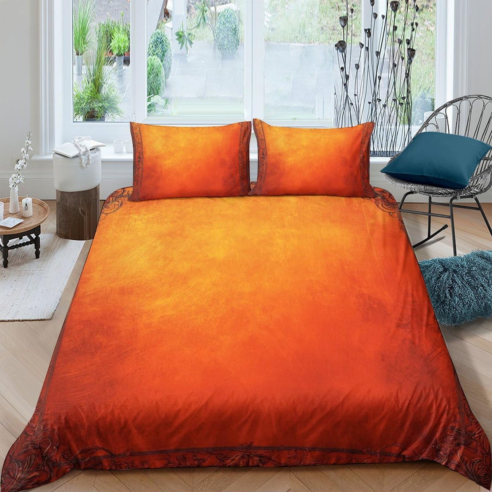Ctjqhvkz Style-2 3D Printed Sunset Gradient Fitted Sheet Microfiber Orange Ombre Mattress Cover For Bedroom Guest Room Dorm Decor Single（135X200cm）