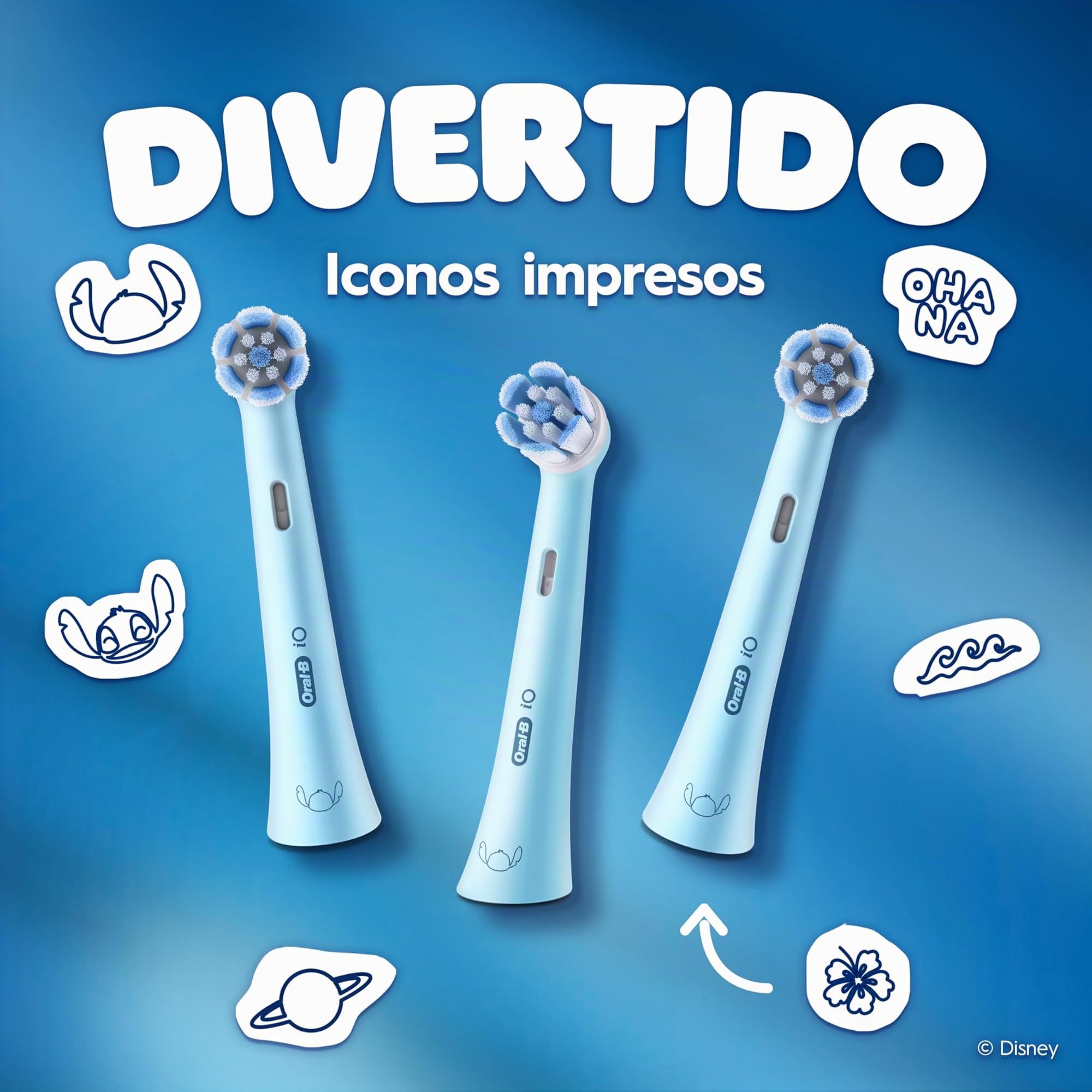 Oral-B iO Kids Disney Stitch Cabezales de Recambio para Niños +6 Años, Pack de 8 - Recambios Originales para Cepillos de Dientes Eléctricos Oral-B iO Kids, Suave con Dientes y Encías Inestables | Cepillo de dientes original para niños a partir de 6 años,