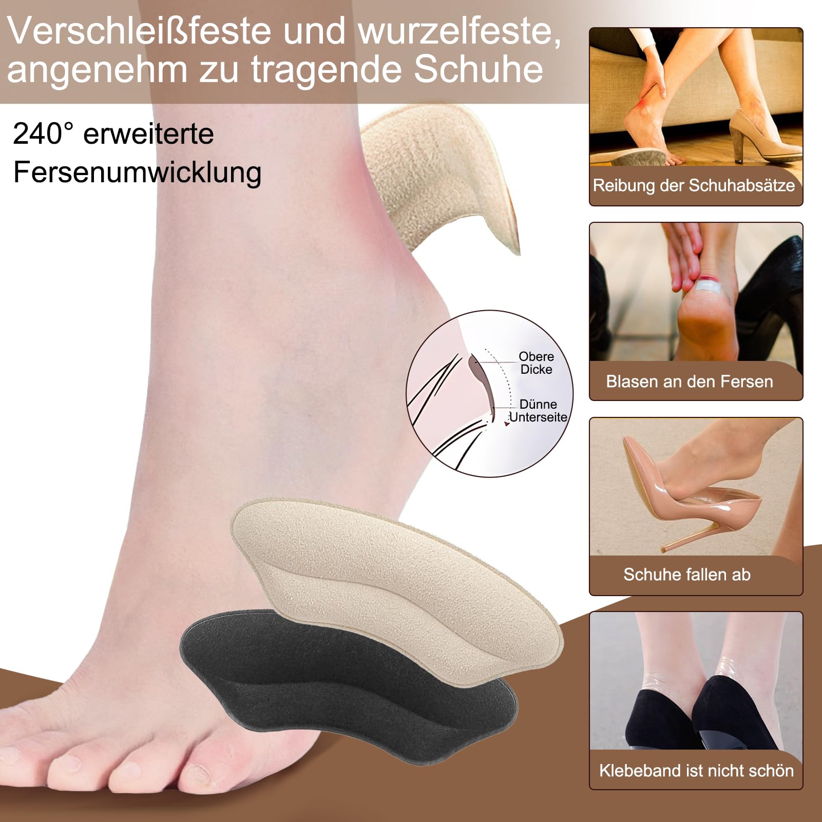 Taloneras, Protectores de Talón para Zapatos, Taloneras con Insertos de Esponja, Protectores de Talón Recortables para Tacones Altos y Calzado Casual