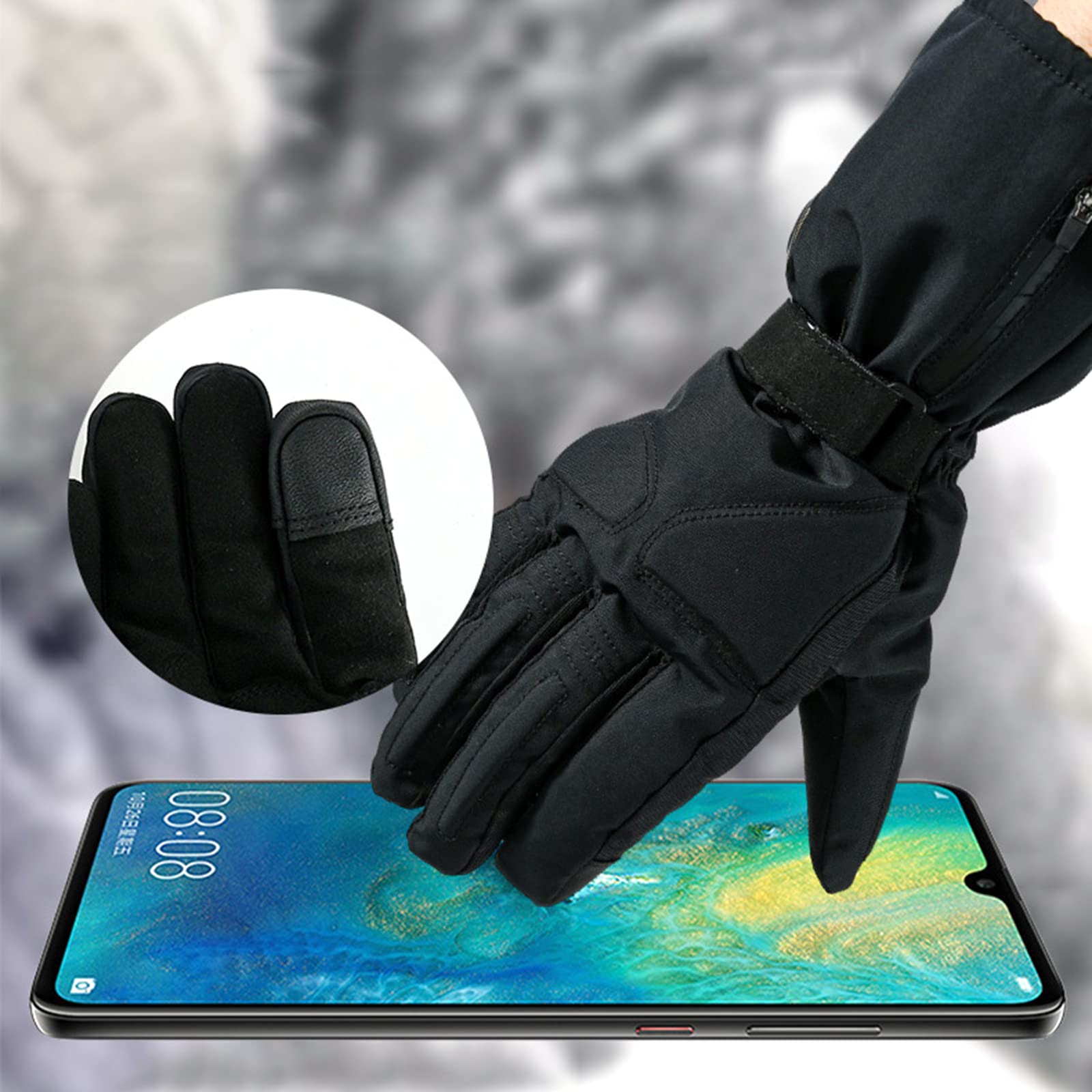 CHEWYNP Guantes Térmicos Guantes De Invierno para Motocicleta para Hombres Y Mujeres - 3 Niveles De Calefacción Guante Cálido Impermeable para Clima Frío, Guantes Térmicos con Pantalla Tác