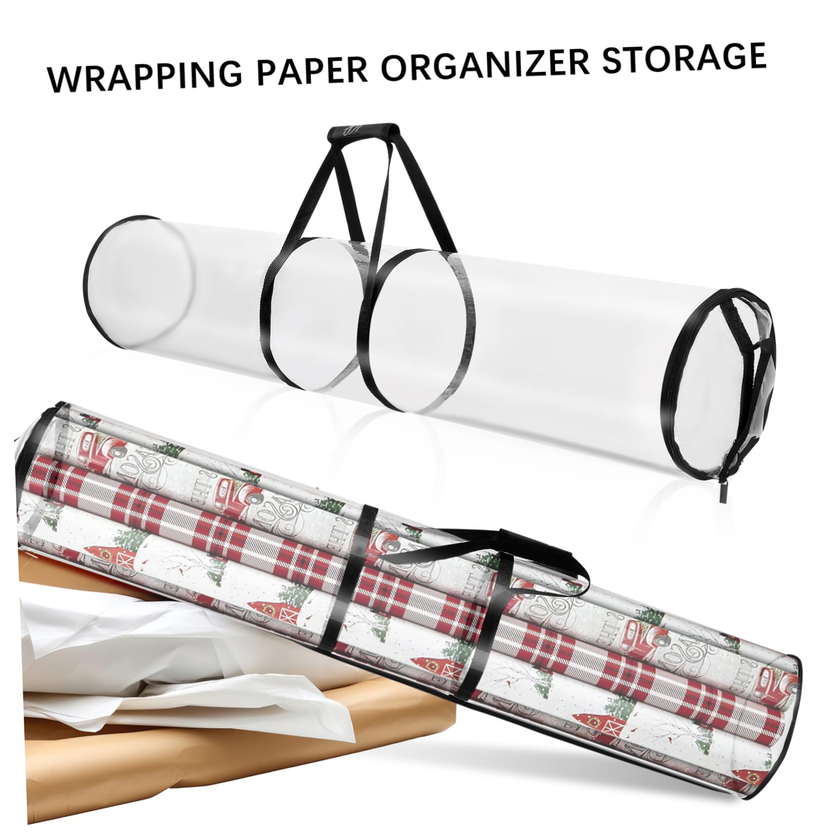 Artibetter 2 Stück Transparente Pvc Aufbewahrungstaschen für Geschenkpapier mit Großem Fassungsvermögen und Bequemen Griffen für Büro und Geschäft