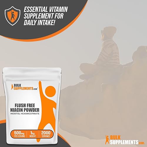 Miniatura 3 de BULKSUPPLEMENTS.COM Polvo de niacina sin enjuague - Suplemento de vitamina B3, nicotinato de inositol, niacina 500 mg sin enjuague - 500 mg de
