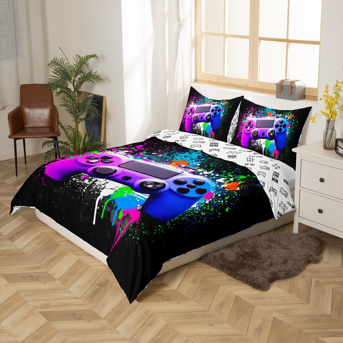 Loussiesd Gamer Gaming - Set di biancheria da letto per
