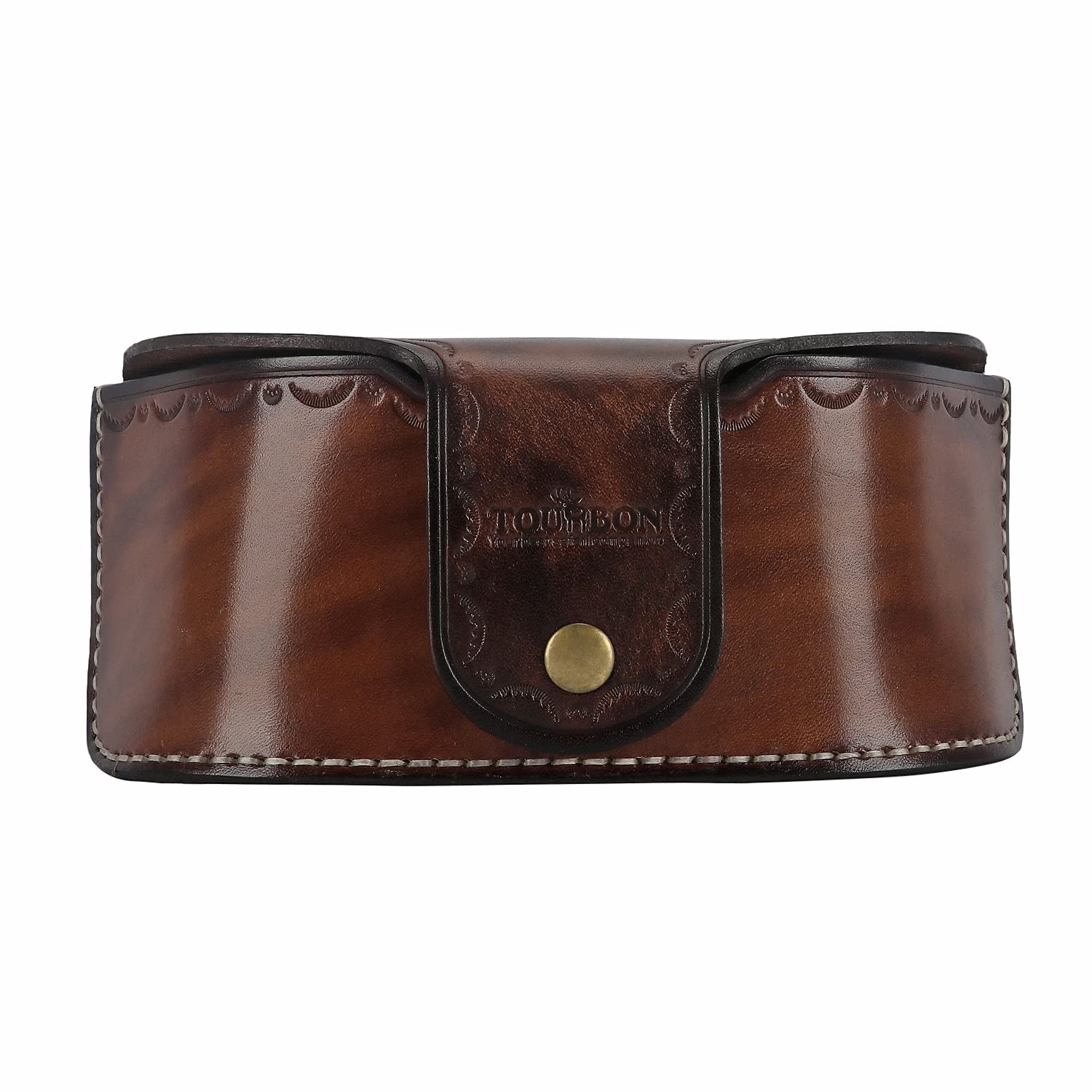 TOURBON Tourbn TOURBON - Estuche de piel para gafas de lectura, unisex, estuche de almacenamiento, marrón, 18*8*6cm