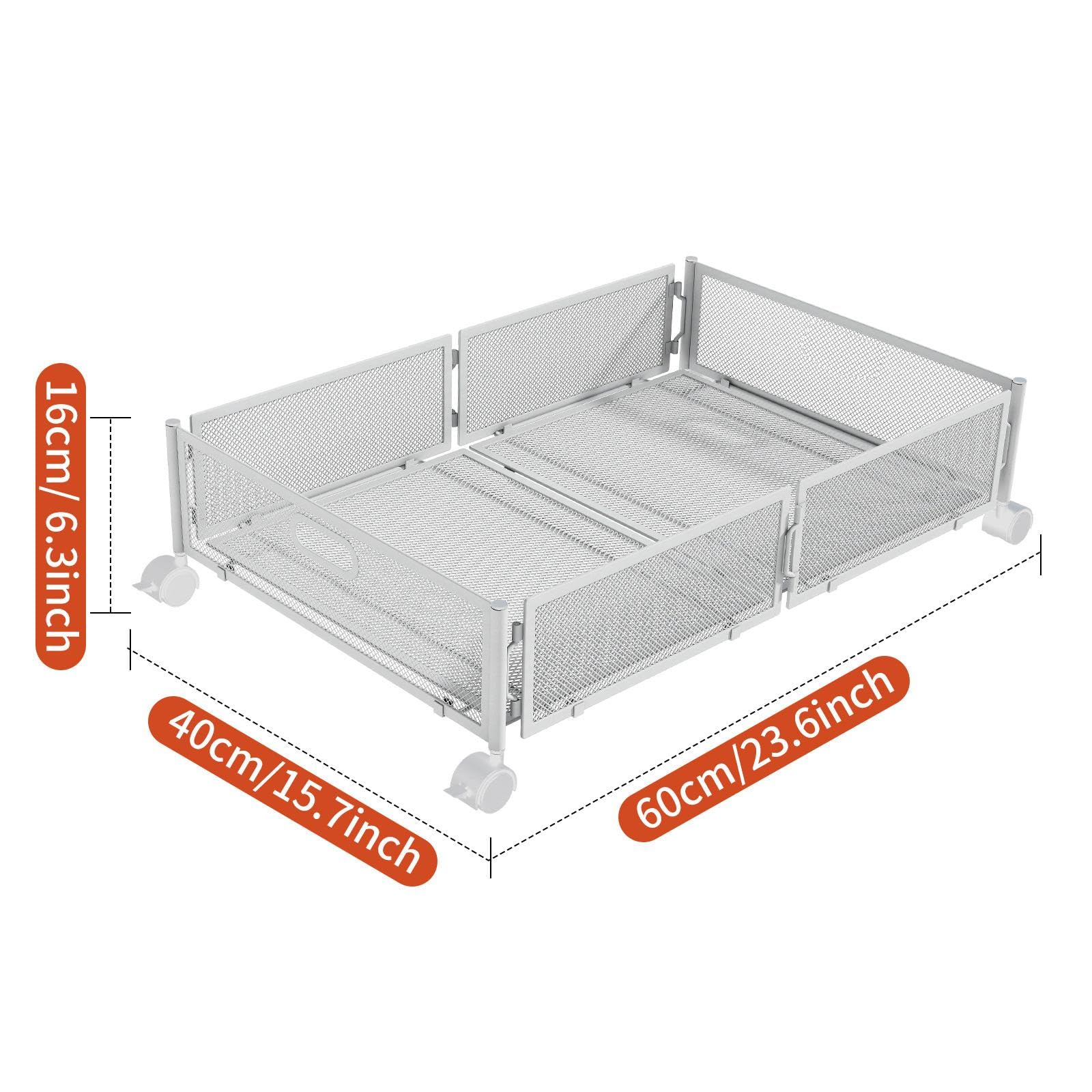 Colcolo Zapatero de Almacenamiento Debajo de la Cama con Ruedas Cesta de Almacenamiento Multiusos Que Ahorra Espacio Contenedor de Almacenamiento Debajo de la, Blanco
