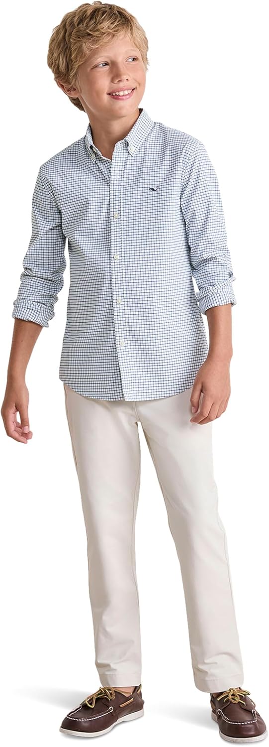 vineyard vines Boys' Wauwinet Tattersall Performance Cotton Shirt - Image 3