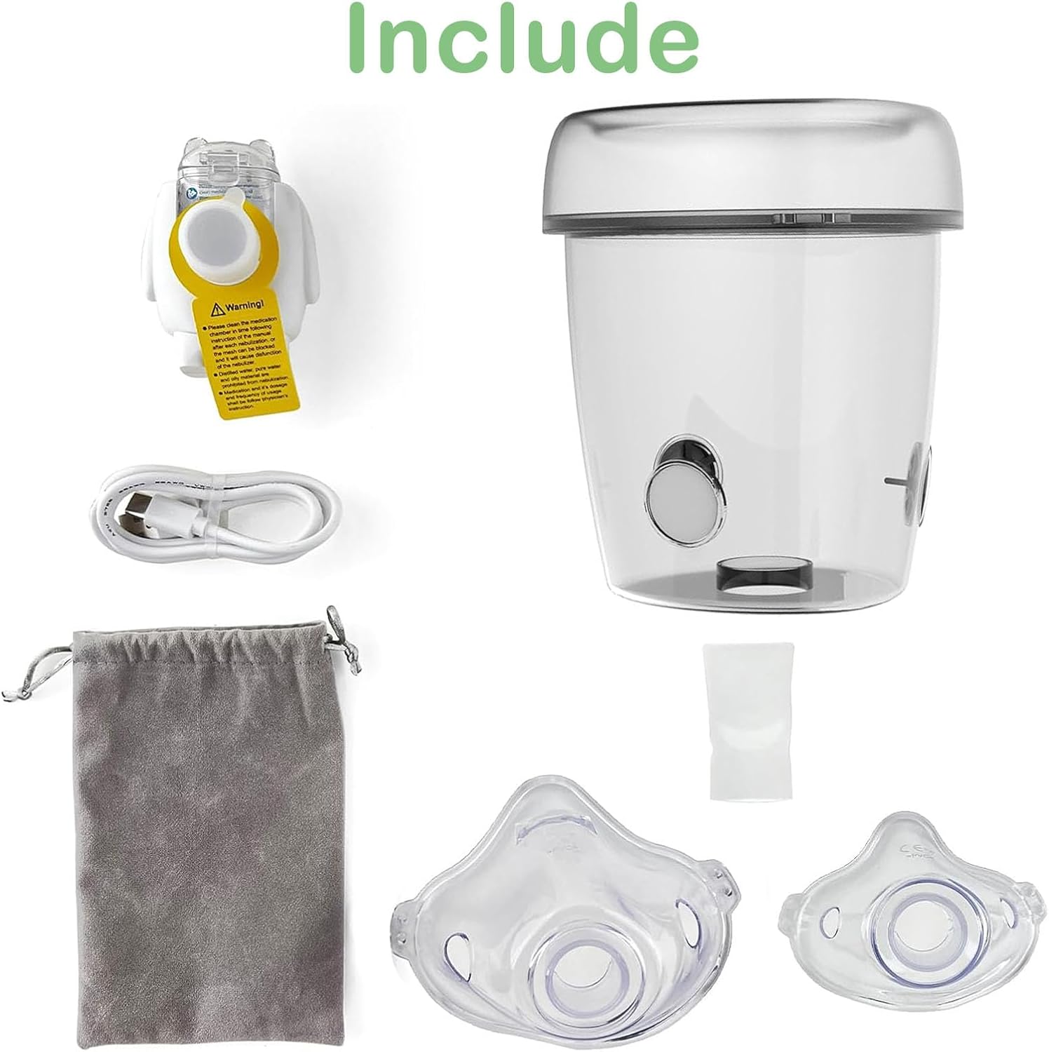 Portable Dog Inhaler with Large Dog Mask, Low Noise Compact Design, 8 ml Capacity,Suitable for Large Dogs, White L Size