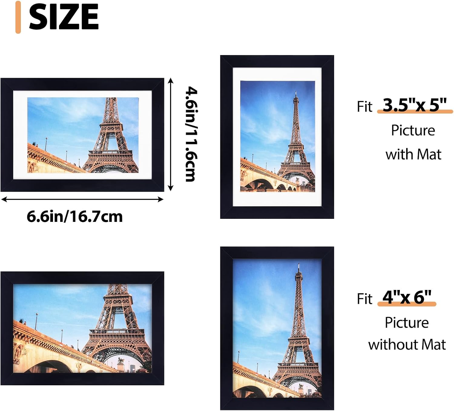 Fixwal 4x6 Picture Frame Set of 12 with Shatter Resistant Plexiglass, Classic Thin Border Black Photo Frames for Home Office Decor Wall Display