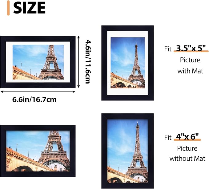 Fixwal set de 12 portarretratos 4x6 negro PVC miniatura 3