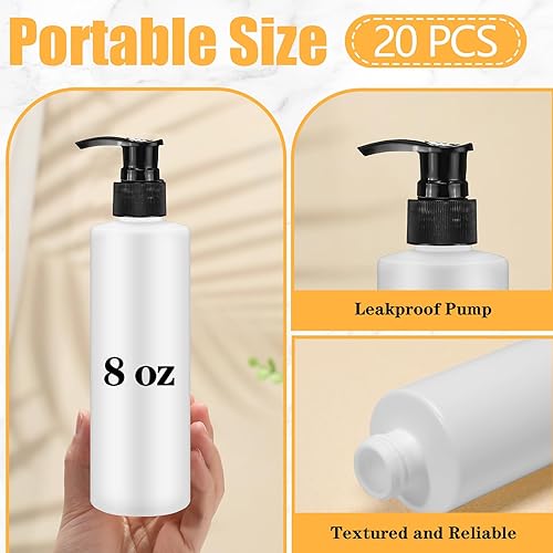 Miniatura 2 de Thyle 20 botellas dispensadoras de plástico de 8 onzas, botellas de plástico recargables a granel, contenedor de loción a granel, contenedor vacío