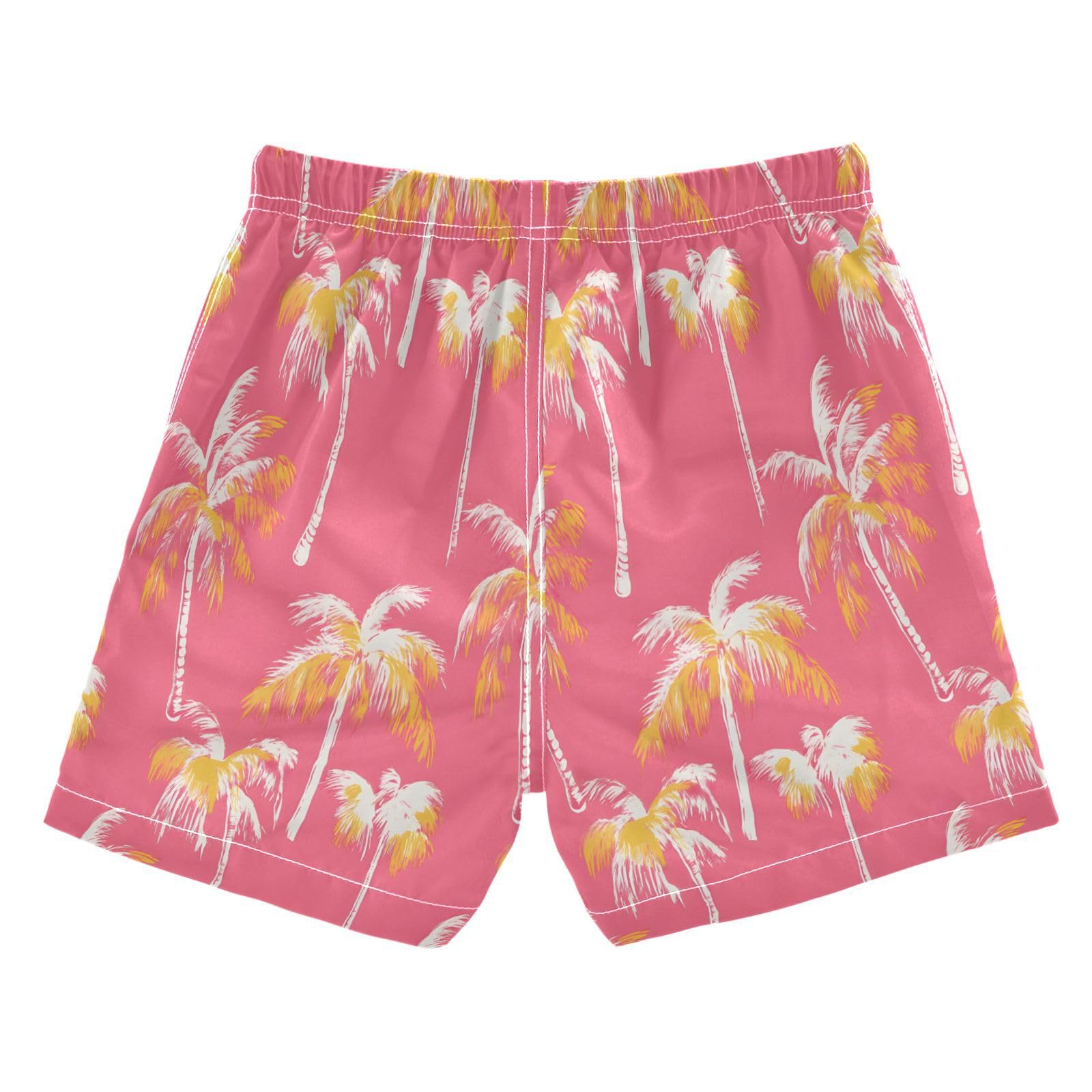 Boys Swim Trunks Toddler Swim Shorts Little Boys Swimwear Gold White Plam Tree Bathing Suit Swimsuit