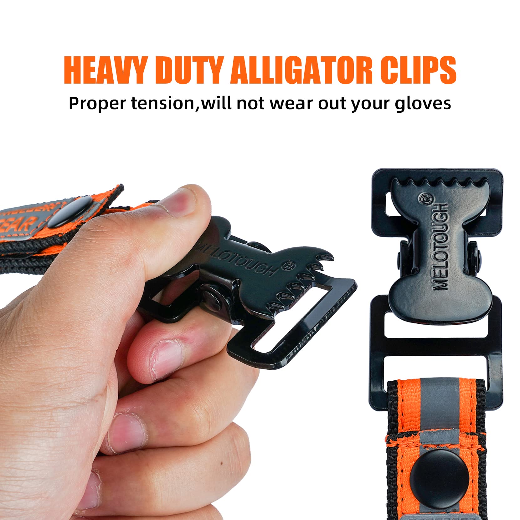 KUNN 2 Stück Handschuhband-Clips, reflektierend, Neonorange