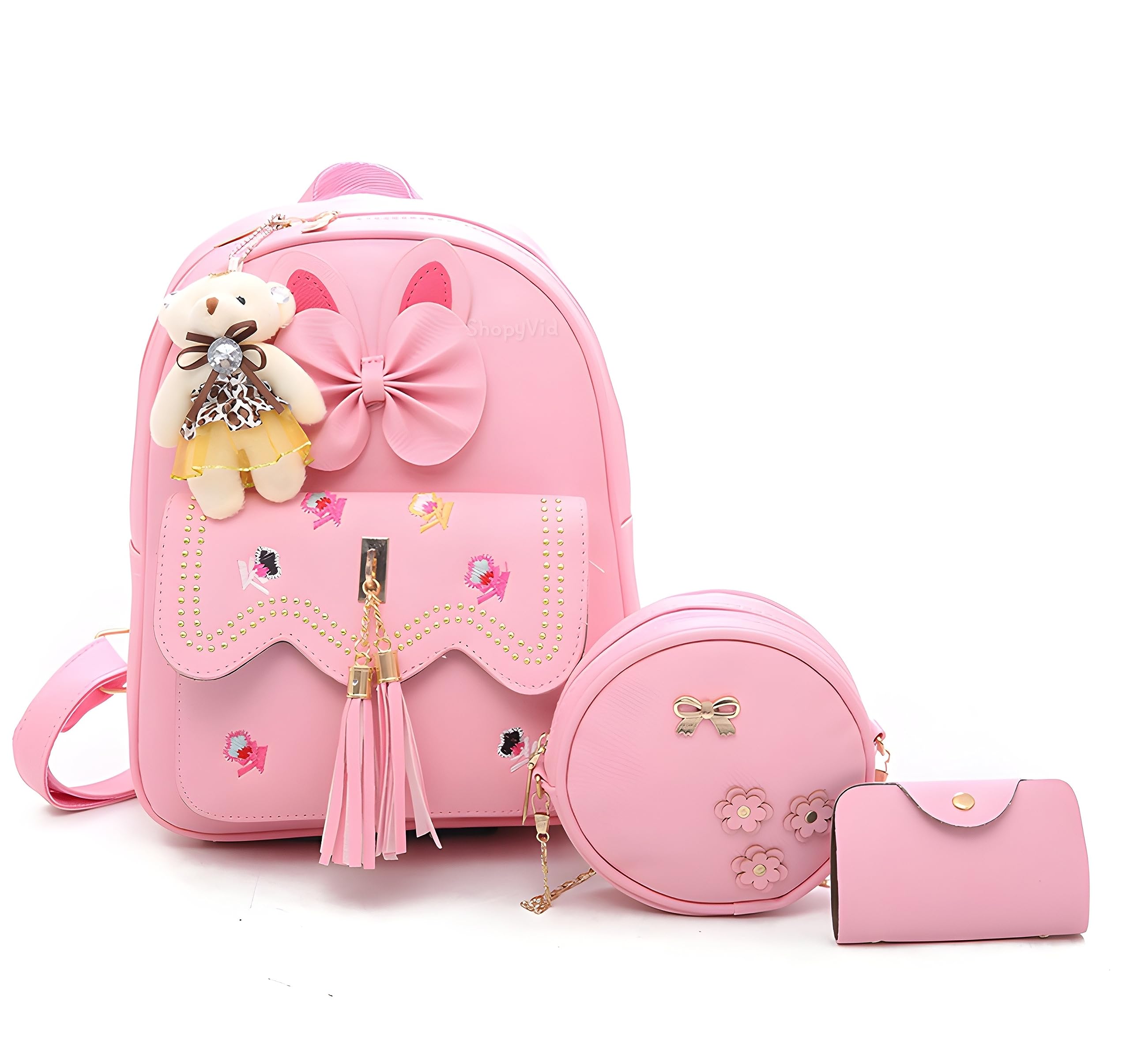 shopyvid Girls 3-PCS Mini Leather Backpack Sling & Pouch Set for Women's/Rakhi gift for Sister-picture-30