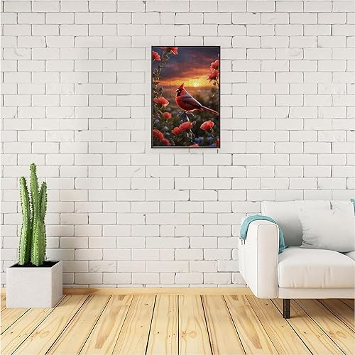 Miniatura 4 de Rompecabezas de 120 piezas para adultos con diseño de pájaros cardenales vintage en el sol, rompecabezas de pájaros al sol como regalo para los