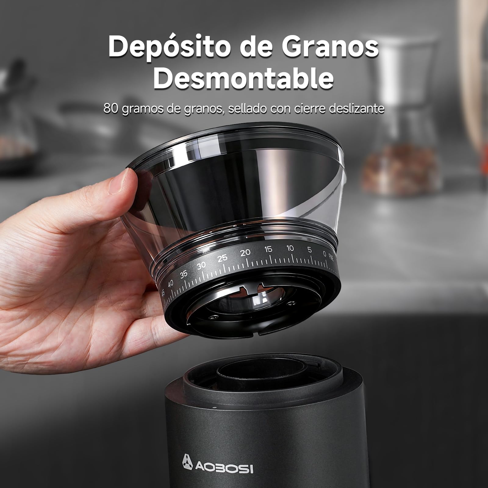 AAOBOSI Molinillo Café Eléctrico, Máquina de Café Portátil 110W, Batería 2600mAh, Máquina de Café con 60 Niveles de Molienda Personalizados, Incluye Portafiltro para Máquinas de Café Espresso