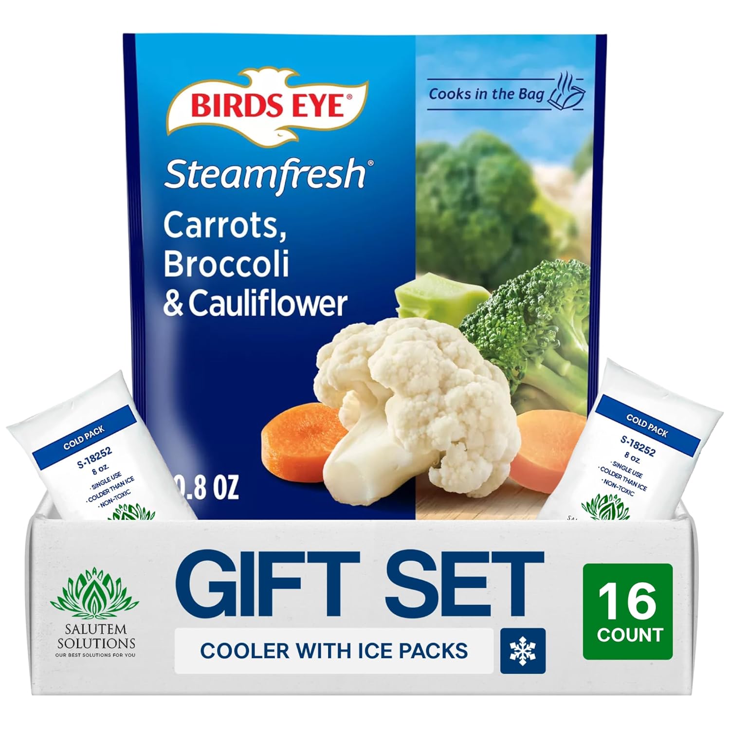 Salutem Vita – Steamable Broccoli Cauliflower Carrots Vegetable Medley, 12 oz, Gift Set – Pack of 16