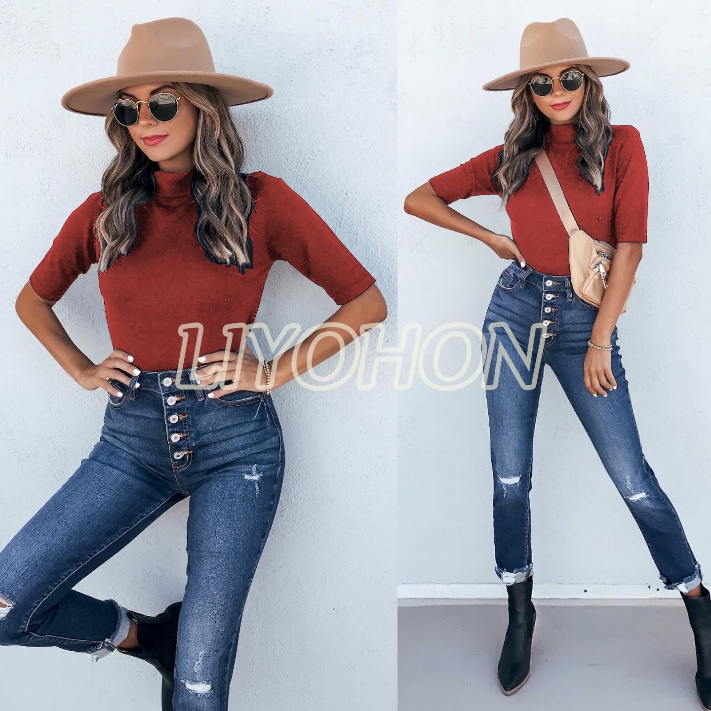 LIYOHON Womens Tops Dressy Casual Mock Turtleneck Business Short Sleeve T Shirts Going Out Tops 2026 - Image 7