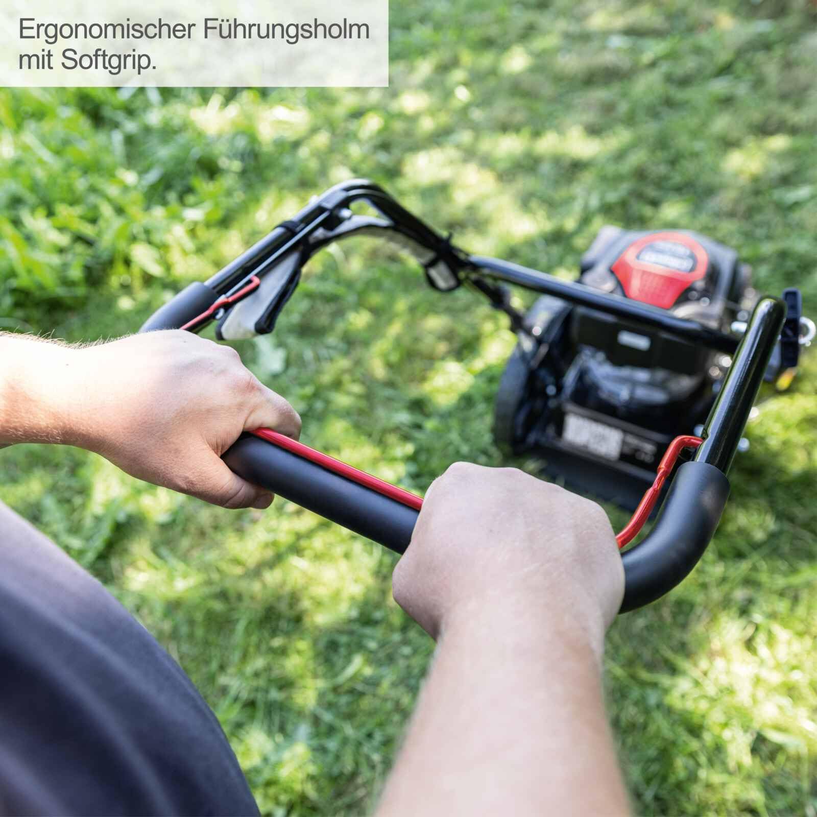 Scheppach HMP161-56 Benzin Wiesenmäher Hochgrasmäher 800 m2/h | 56 cm Schnittbreite | 4,1PS / 3kW | Höhenverstellung 40–95mm | Seilzugstarter | Motorsense Rasentrimmer Rasenmäher inkl. 10x Ersatzfäden