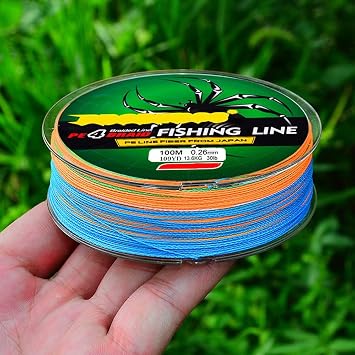 Braided Fishing Line 4 Strands, 109yards Multicolored PE Wire,6LB/8LB/10LB/15LB/20LB/25LB/30LB/35LB/40LB/50LB/60LB/70LB/80LB/100LB Braided Wire for Saltwater Fishing