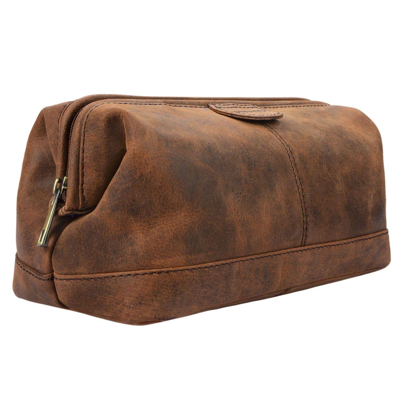 STILORD große Kulturtasche für Männer aus Leder schwarz - Herren Kulturbeutel - Leder Toilettentasche - Vintage Waschtasche für Reisen Laurin