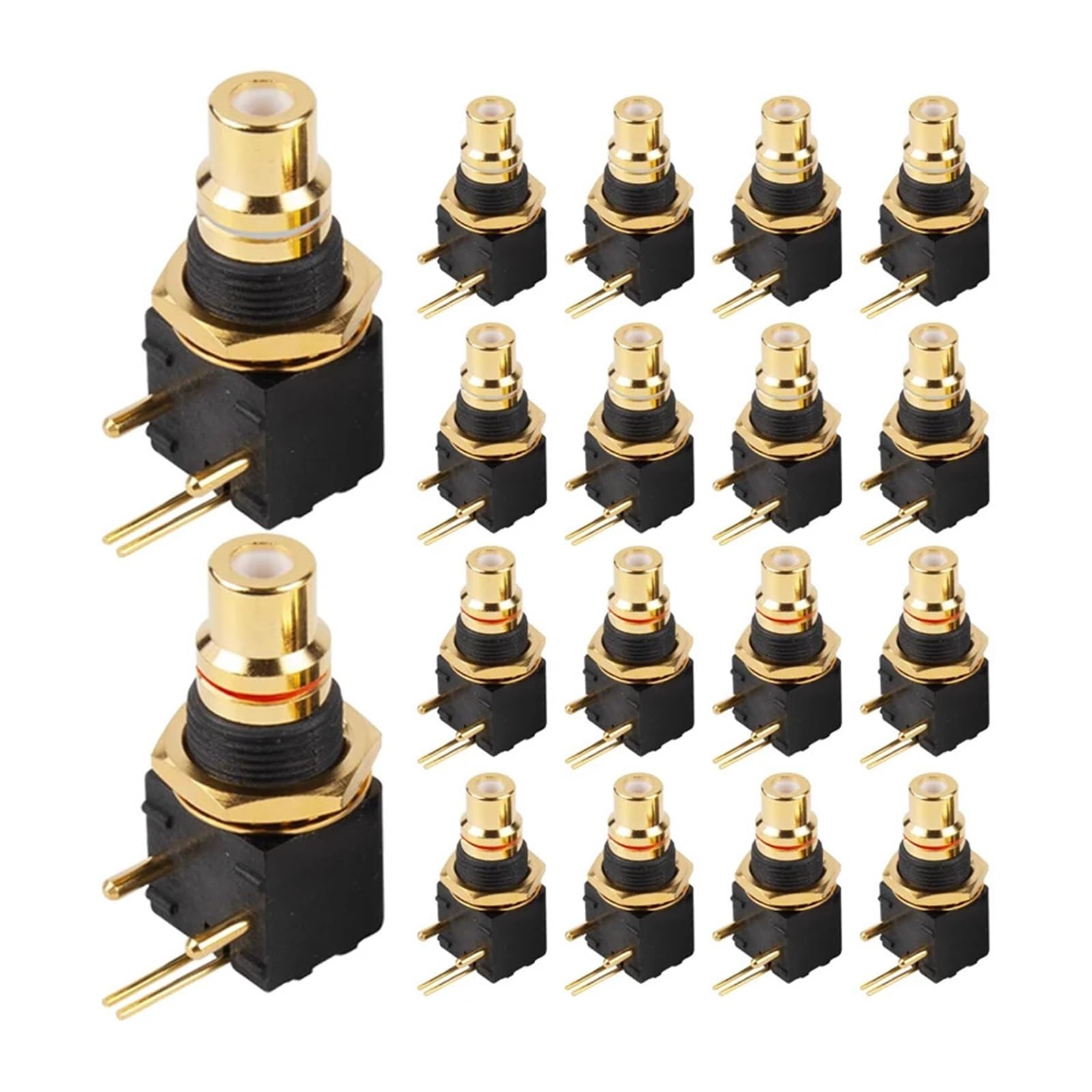 Connecteur RCA en laiton, décodeur DAC, prise femelle, montage sur panneau PCB, adaptateur de fer à souder, 4 pièces(10 Red 10 White)