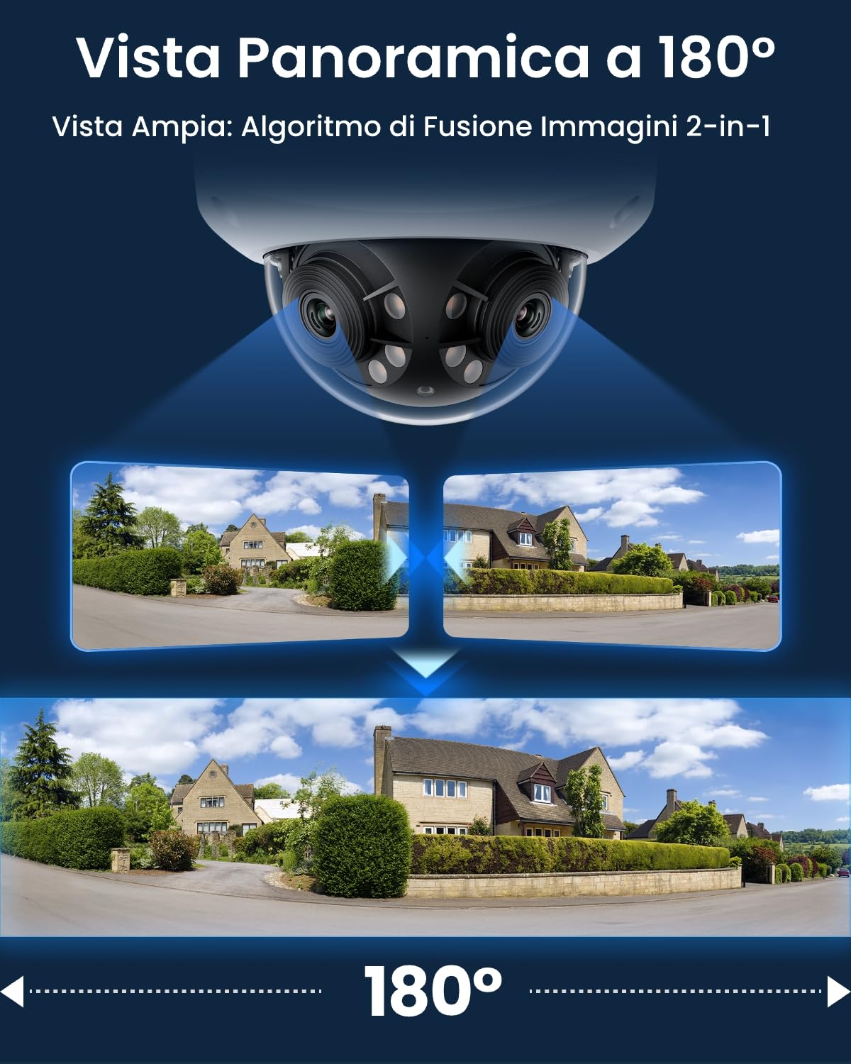 Reolink PoE 16MP Telecamera Esterno, Doppio Obiettivo per Vista Panoramica 180°, Antivandalo IK10, Visione Notturna Infrarossa/a Colori, Rilevamento Uomo/Veicolo/Animale, Audio a 2 Vie, Duo 3V PoE